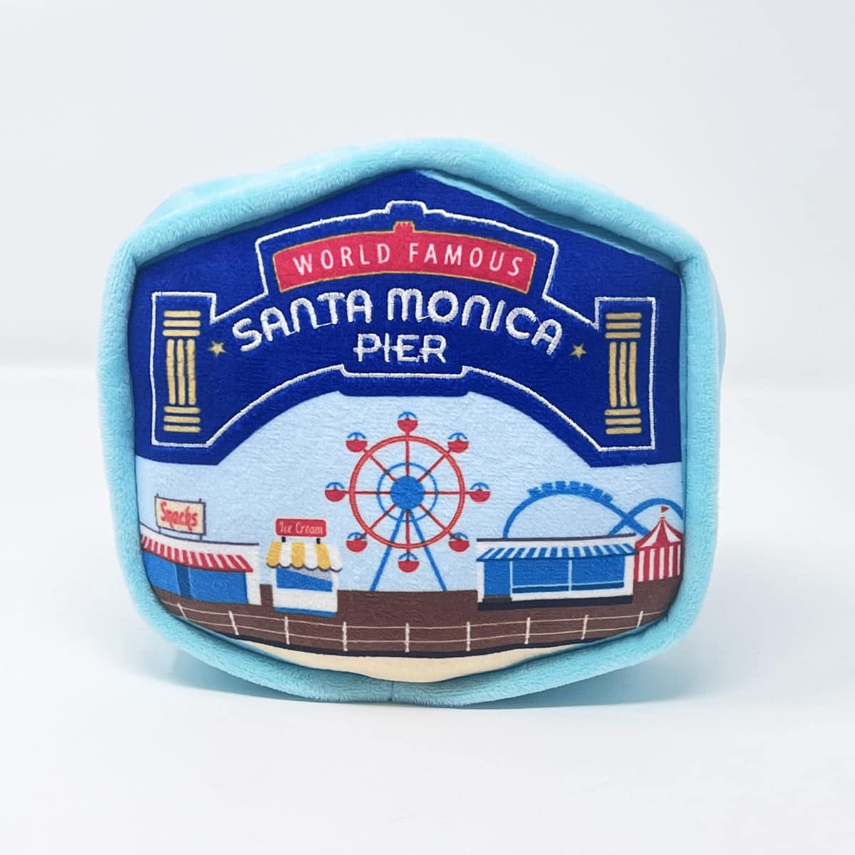 Santa Monica Pier Plush Dog Toy – Coastal California Fun Plush Santa Monica Pier dog toy inspired by California’s coastal charm